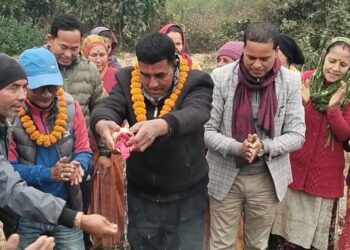 गोलबजारमा राधा–कृष्ण मन्दिर सामुदायिक भवनको शिलान्यास