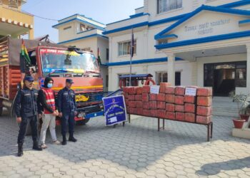 ६०४ किलो गाँजा बोकेको ट्रक र चालक प्रहरीको नियन्त्रणमा